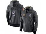 Green Bay Packers #4 Brett Favre Stitched Black Anthracite Salute to Service Player Performance Hoodie