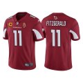 Arizona Cardinals #11 Larry Fitzgerald Red With C Patch & Walter Payton Patch Limited Stitched Jersey