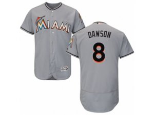 Miami Marlins #8 Andre Dawson Grey Flexbase Authentic Collection MLB Jersey
