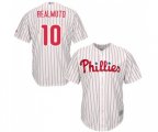 Philadelphia Phillies #10 J. T. Realmuto Replica White Red Strip Home Cool Base Baseball Jersey