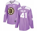Adidas Boston Bruins #41 Jaroslav Halak Authentic Purple Fights Cancer Practice NHL Jersey
