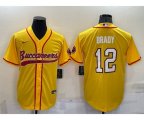 Tampa Bay Buccaneers #12 Tom Brady Yellow Stitched Cool Base Nike Baseball Jersey