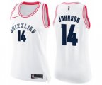 Women's Memphis Grizzlies #14 Brice Johnson Swingman White Pink Fashion Basketball Jersey