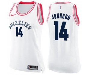 Women\'s Memphis Grizzlies #14 Brice Johnson Swingman White Pink Fashion Basketball Jersey
