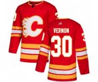 Calgary Flames #30 Mike Vernon Authentic Red Alternate Hockey Jersey