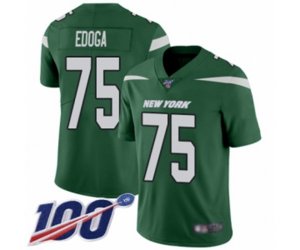 New York Jets #75 Chuma Edoga Green Team Color Vapor Untouchable Limited Player 100th Season Football Jersey