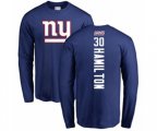 New York Giants #30 Antonio Hamilton Royal Blue Backer Long Sleeve T-Shirt