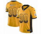 Pittsburgh Steelers #90 T. J. Watt Limited Gold Rush Drift Fashion NFL Jersey