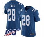 Indianapolis Colts #28 Marshall Faulk Royal Blue Team Color Vapor Untouchable Limited Player 100th Season Football Jersey