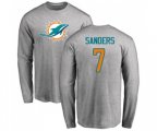 Miami Dolphins #7 Jason Sanders Ash Name & Number Logo Long Sleeve T-Shirt