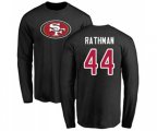 San Francisco 49ers #44 Tom Rathman Black Name & Number Logo Long Sleeve T-Shirt