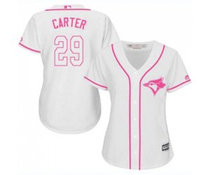 Women\'s Toronto Blue Jays #29 Joe Carter Authentic White Fashion Cool Base Baseball Jersey