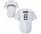Milwaukee Brewers #8 Ryan Braun Replica White Blue Strip Baseball Jersey
