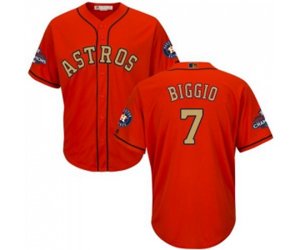Houston Astros #7 Craig Biggio Replica Orange Alternate 2018 Gold Program Cool Base Baseball Jersey