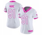 Women Miami Dolphins #91 Cameron Wake Limited White Pink Rush Fashion Football Jersey