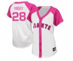 Women's San Francisco Giants #28 Buster Posey Authentic White Pink Splash Fashion Baseball Jersey