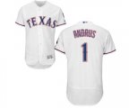 Texas Rangers #1 Elvis Andrus White Home Flex Base Authentic Collection Baseball Jersey