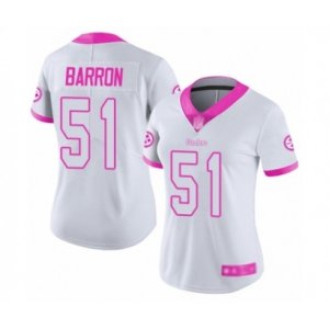 Women\'s Pittsburgh Steelers #51 Mark Barron Limited White Pink Rush Fashion Football Jersey