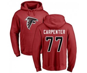 Atlanta Falcons #77 James Carpenter Red Name & Number Logo Pullover Hoodie