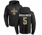 New Orleans Saints #5 Teddy Bridgewater Black Name & Number Logo Pullover Hoodie