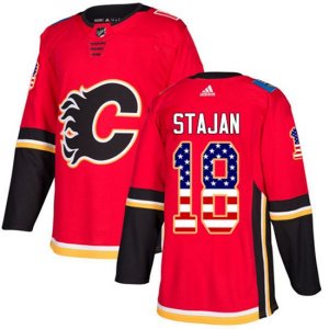Calgary Flames #18 Matt Stajan Authentic Red USA Flag Fashion NHL Jersey