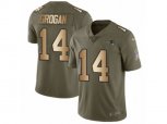 New England Patriots #14 Steve Grogan Limited Olive Gold 2017 Salute to Service NFL Jersey