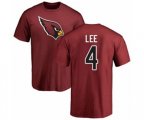 Arizona Cardinals #4 Andy Lee Maroon Name & Number Logo T-Shirt