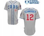 Chicago Cubs #12 Kyle Schwarber Replica Grey Alternate Road Cool Base Baseball Jersey