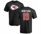 Kansas City Chiefs #19 Joe Montana Black Name & Number Logo T-Shirt