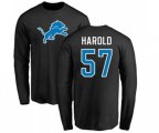 Detroit Lions #57 Eli Harold Black Name & Number Logo Long Sleeve T-Shirt