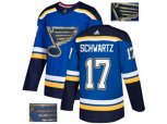 Adidas St. Louis Blues #17 Jaden Schwartz Blue Home Authentic Fashion Gold Stitched NHL Jersey