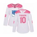 Women New York Rangers #10 Artemi Panarin Authentic White Pink Fashion Hockey Jersey