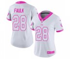 Women Indianapolis Colts #28 Marshall Faulk Limited White Pink Rush Fashion Football Jersey