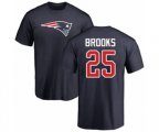 New England Patriots #25 Terrence Brooks Navy Blue Name & Number Logo T-Shirt