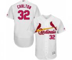 St. Louis Cardinals #32 Steve Carlton White Home Flex Base Authentic Collection Baseball Jersey