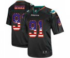 Miami Dolphins #91 Cameron Wake Elite Black USA Flag Fashion Football Jersey