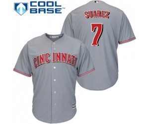 Cincinnati Reds #7 Eugenio Suarez Replica Grey Road Cool Base Baseball Jersey