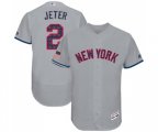 New York Yankees #2 Derek Jeter Grey Stars & Stripes Authentic Collection Flex Base Baseball Jersey