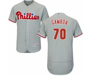 Philadelphia Phillies Arquimedes Gamboa Grey Road Flex Base Authentic Collection Baseball Player Jersey