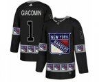 Adidas New York Rangers #1 Eddie Giacomin Authentic Black Team Logo Fashion NHL Jersey
