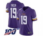 Minnesota Vikings #19 Adam Thielen Purple Team Color Vapor Untouchable Limited Player 100th Season Football Jersey
