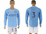 Manchester City #3 Danilo Home Long Sleeves Soccer Club Jersey