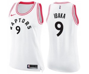 Women\'s Toronto Raptors #9 Serge Ibaka Swingman White Pink Fashion Basketball Jersey