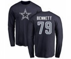 Dallas Cowboys #79 Michael Bennett Navy Blue Name & Number Logo Long Sleeve T-Shirt