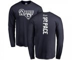 Los Angeles Rams #76 Orlando Pace Navy Blue Backer Long Sleeve T-Shirt