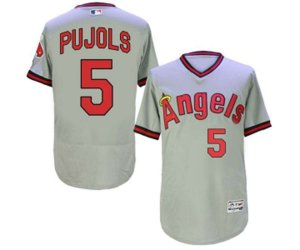 Men Los Angeles Angels Of Anaheim #5 Albert Pujols Grey Flexbase Authentic Collection Cooperstown Stitched Jersey