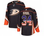 Anaheim Ducks #34 Sam Steel Authentic Black USA Flag Fashion Hockey Jersey