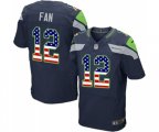 Seattle Seahawks 12th Fan Elite Navy Blue Home USA Flag Fashion Football Jersey