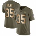 New York Giants #35 Curtis Riley Limited Olive Gold 2017 Salute to Service NFL Jersey
