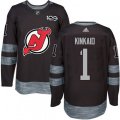 New Jersey Devils #1 Keith Kinkaid Authentic Black 1917-2017 100th Anniversary NHL Jersey